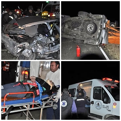 El automóvil del músico después del accidente. Foto: Villa Ocampo SF