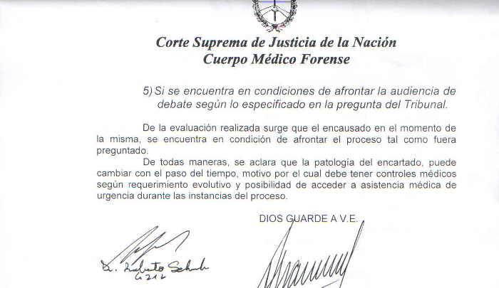 Junta Médica al ex Policía Gil