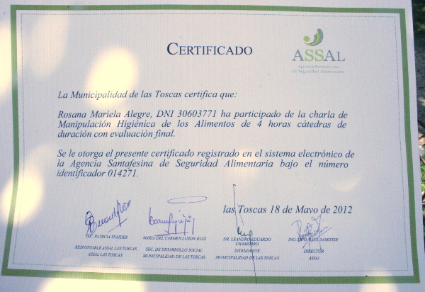 Carnet de manipulación de alimentos