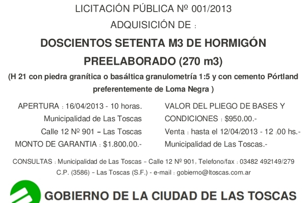 Llaman a licitación