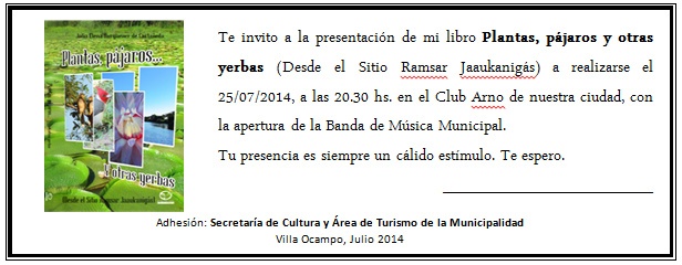 Presentación del libro Plantas, Pájaros y Otras Yerbas