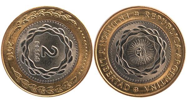 El lunes circularán monedas de 2 pesos