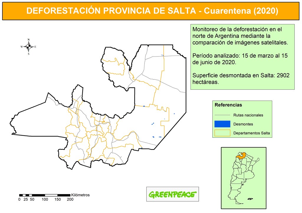 Mapa Desmontes en Salta del 15 de marzo al 15 de junio 2020