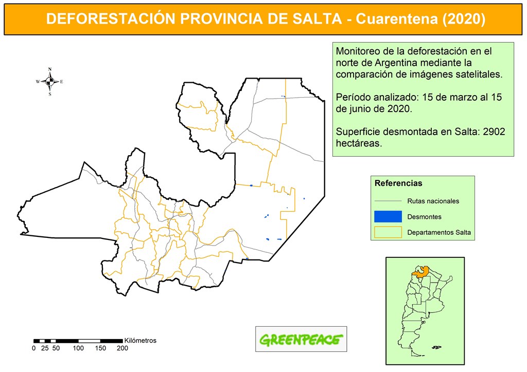 Mapa Desmontes en Salta del 15 de marzo al 15 de junio 2020