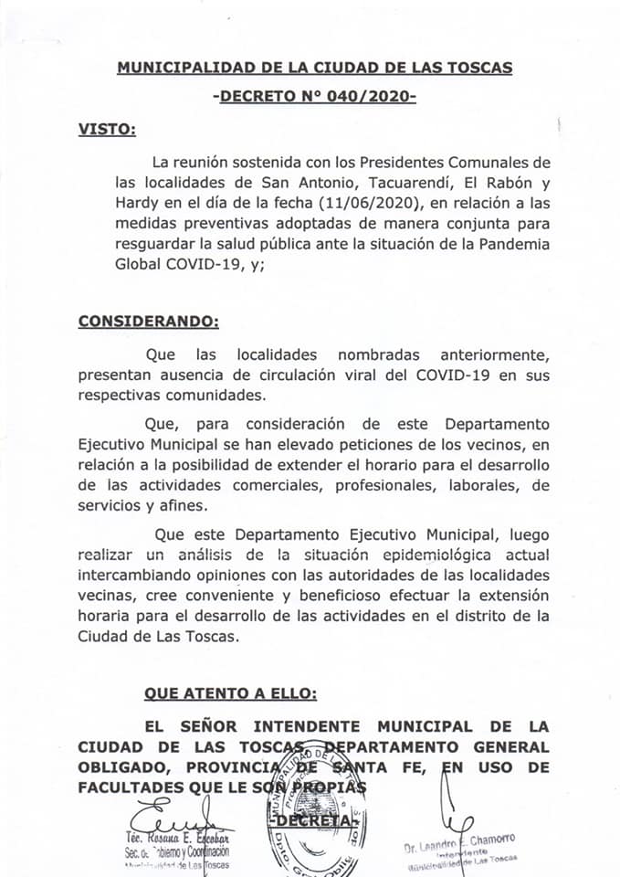 decreto nuevos horarios lt