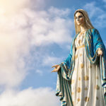 Virgin Mary statue with nice sky background