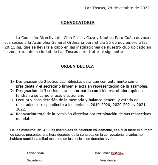 Convocatoria Asamblea