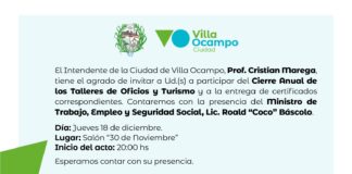 Villa Ocampo: Cierre Anual de los Talleres de Oficios y Turismo