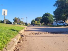 Las Toscas: Trabajos de bacheo por la Colectora