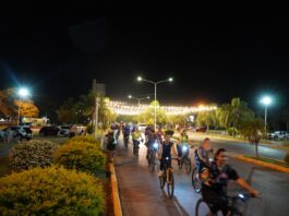 Villa Ocampo: Se llevó a cabo una bicicleteada nocturna con gran participación