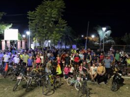 Las Toscas: Gran convocatoria en la Primera Bicicleteada Nocturna