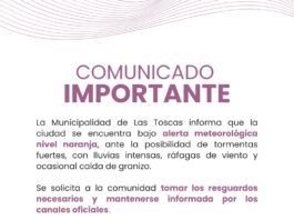 Las Toscas: Alerta meteorológica