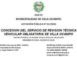Villa Ocampo: Edicto Municipal