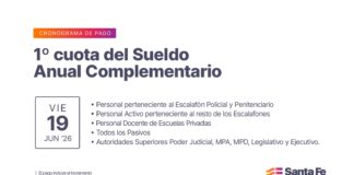 Cronograma de pago de la primera cuota del Sueldo Anual Complementario