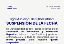 Las Toscas: Se suspendió la fecha de la Liga Municipal de Fútbol Infantil