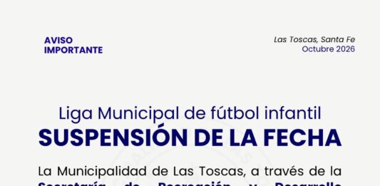 Las Toscas: Se suspendió la fecha de la Liga Municipal de Fútbol Infantil